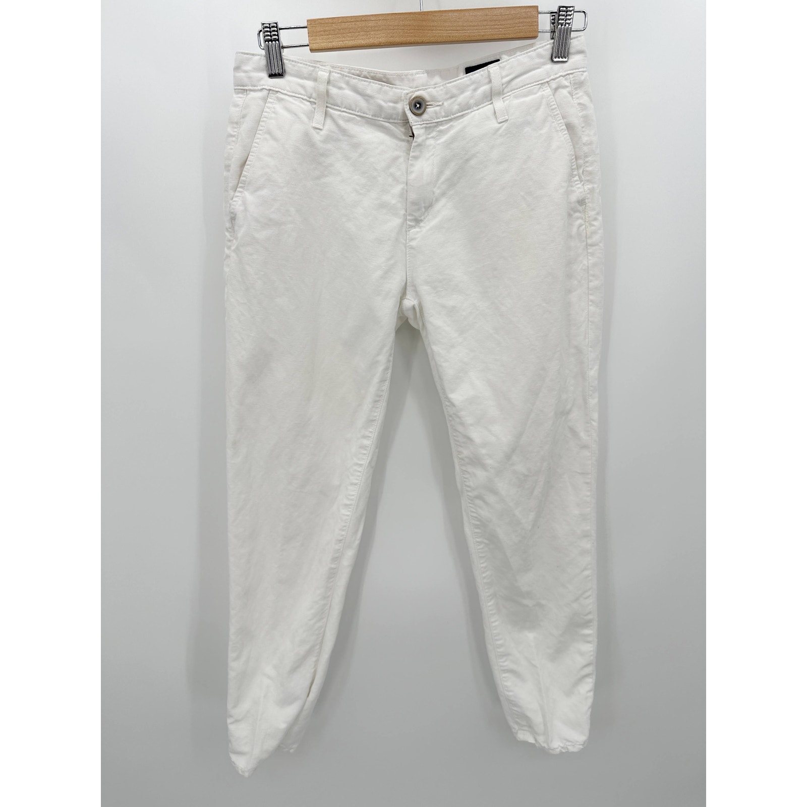 Adriano Goldschmied Pants 24r White The Tristan Tailored Trouser Linen Cotton